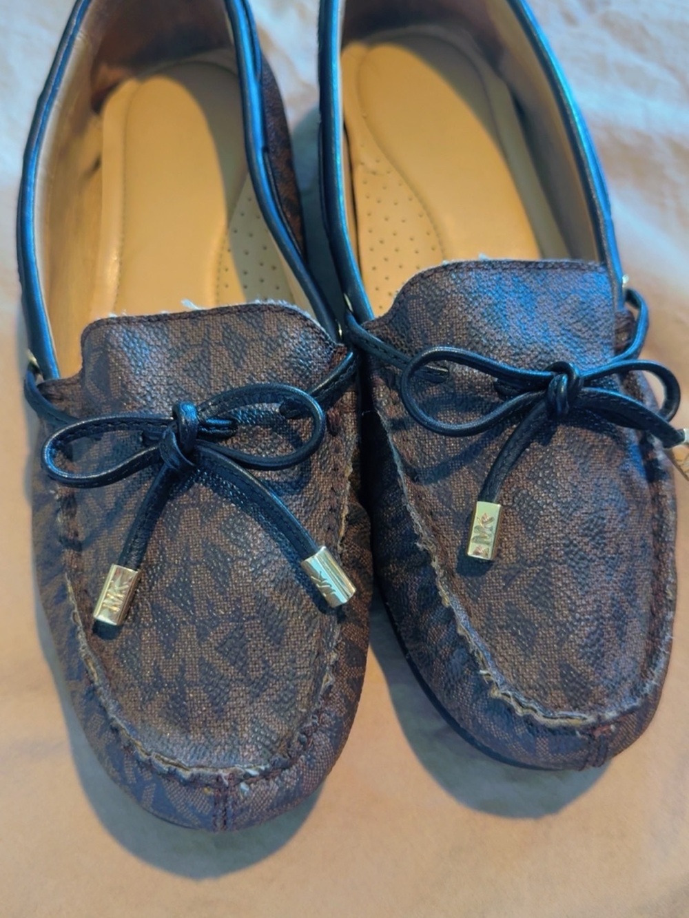 Michael Kors Brown Logo Bow Moccasins
